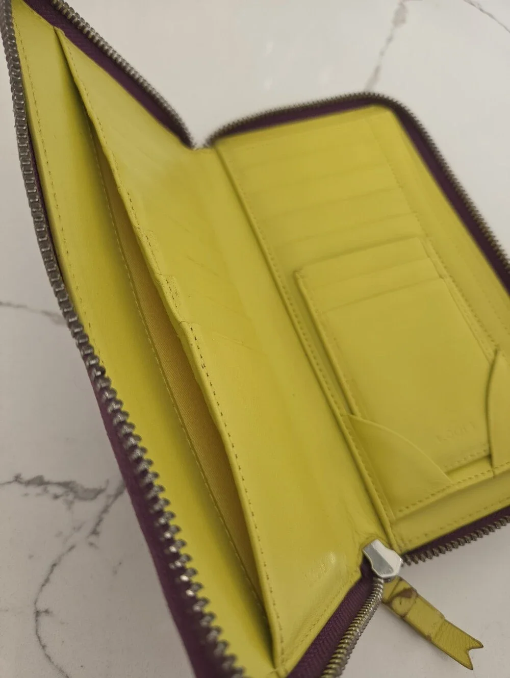 Lodis Wallet Purple Python Snake Print Zip Around Magenta Lime Green Leather
